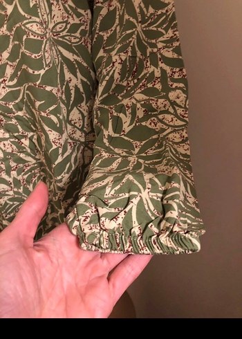 Kadın Haki Düğmeli Uzun Kol Bohem Tunik - Görsel 4