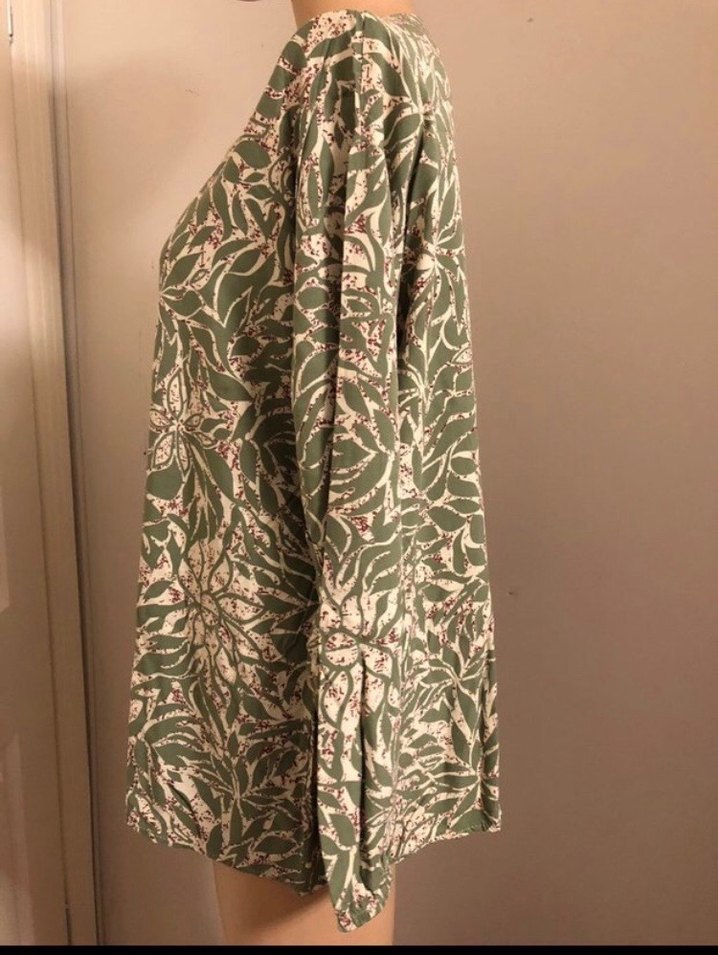 Kadın Haki Düğmeli Uzun Kol Bohem Tunik - Görsel 2