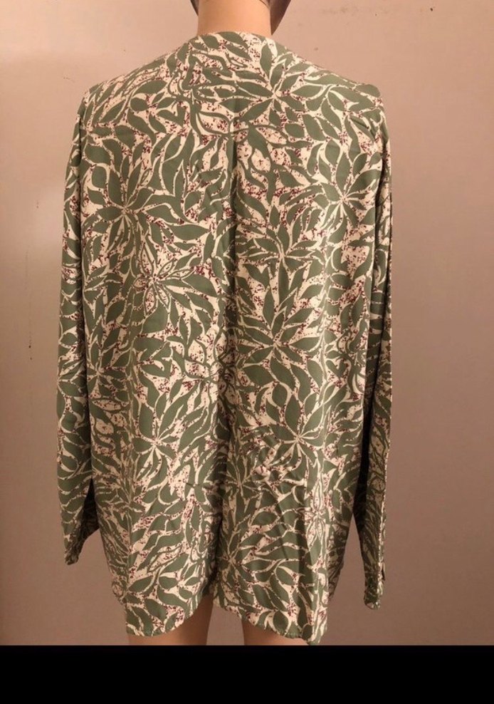 Kadın Haki Düğmeli Uzun Kol Bohem Tunik - Görsel 3