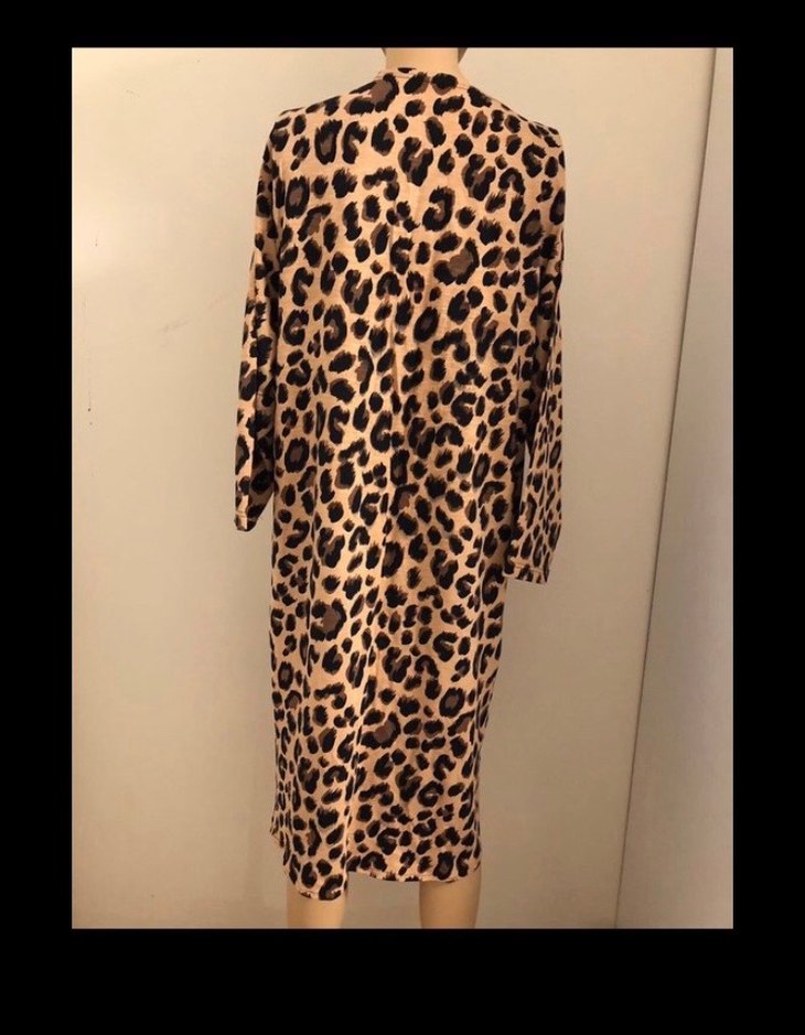 Leopar Desenli Kadın Uzun Elbise XL BEDEN XXL ÖLÇÜ EKLİ - Görsel 4
