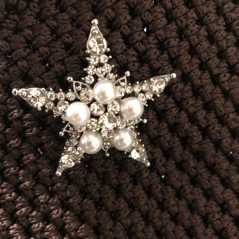 İnci ve Parlak Taşlı Yıldız Broş - Görsel 2