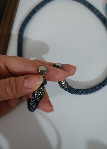 Elastik Turkuaz Minimalist Midi Kolye - Görsel 2