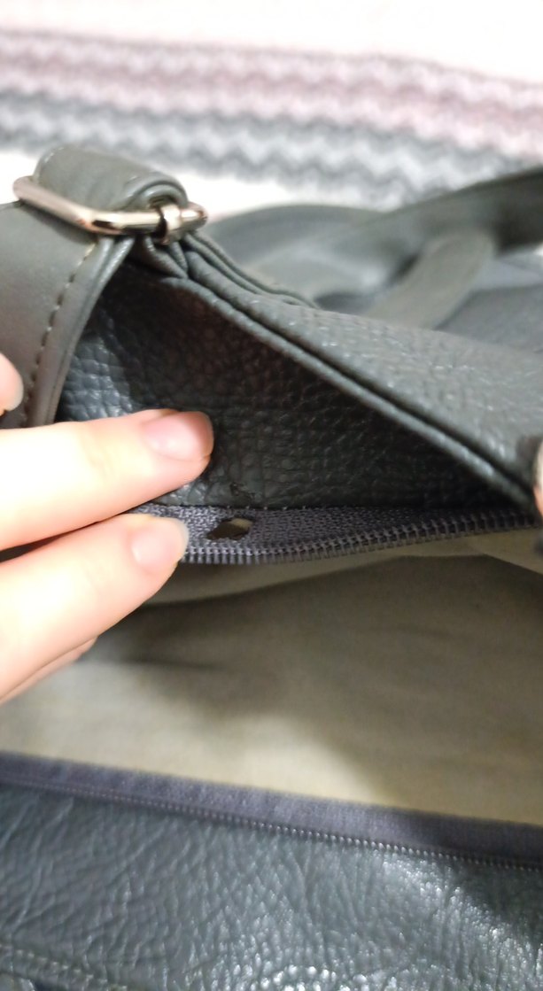 Gri Deri Kadın Çanta Fermuarlı - Görsel 4