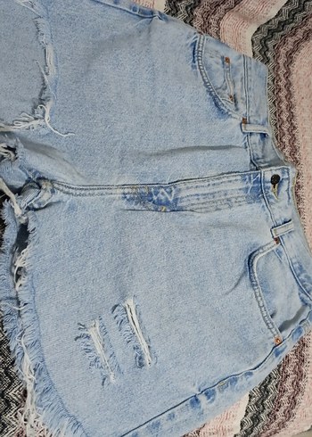 Kadın Mavi Mini Denim Şort - Görsel 2