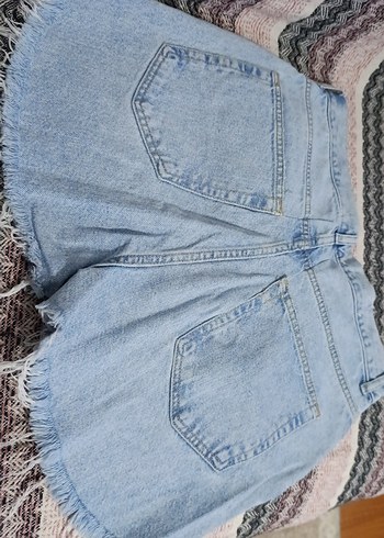 Kadın Mavi Mini Denim Şort - Görsel 4