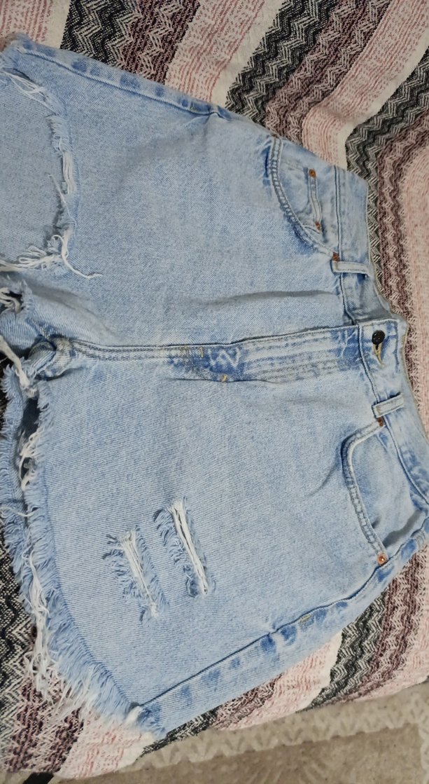 Kadın Mavi Mini Denim Şort - Görsel 2