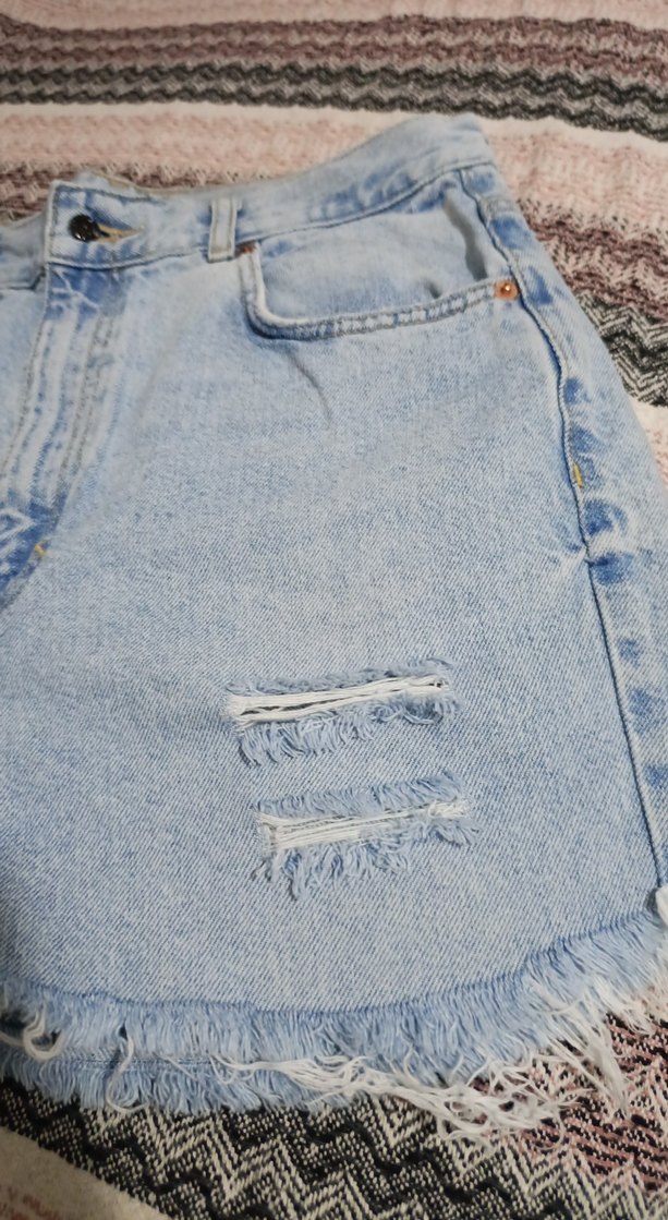 Kadın Mavi Mini Denim Şort - Görsel 3