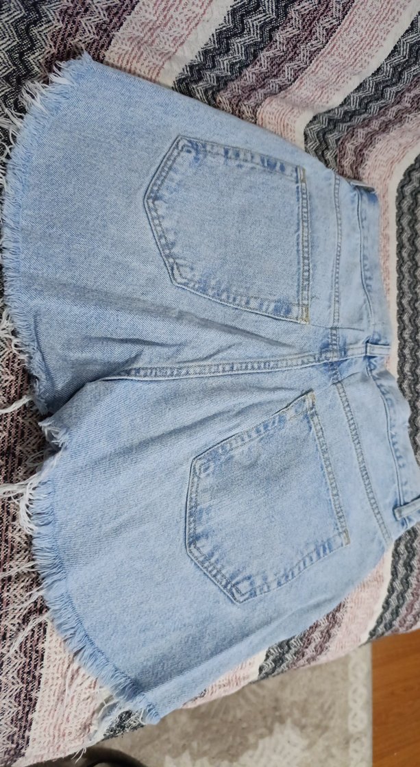 Kadın Mavi Mini Denim Şort - Görsel 4