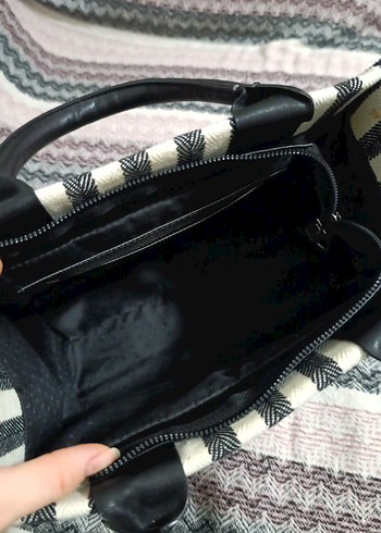 Bohem Zebra Desenli Gri Kadın Çanta - Görsel 3