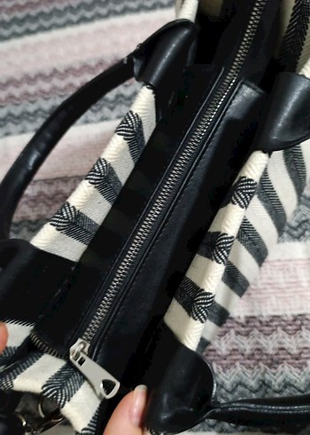 Bohem Zebra Desenli Gri Kadın Çanta - Görsel 4