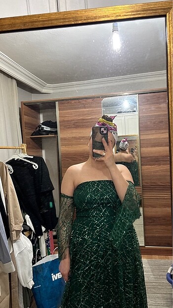 m Beden Abiye gece elbisesi yeşil