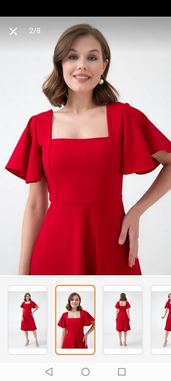 Kırmızı Midi Elbise - Görsel 3