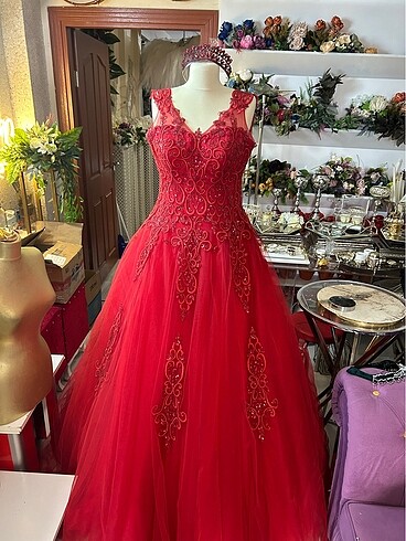 m Beden kırmızı Renk Kına elbisesi