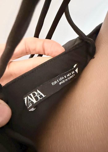 s Beden siyah Renk Zara saten İnce Askılı Mini Elbise