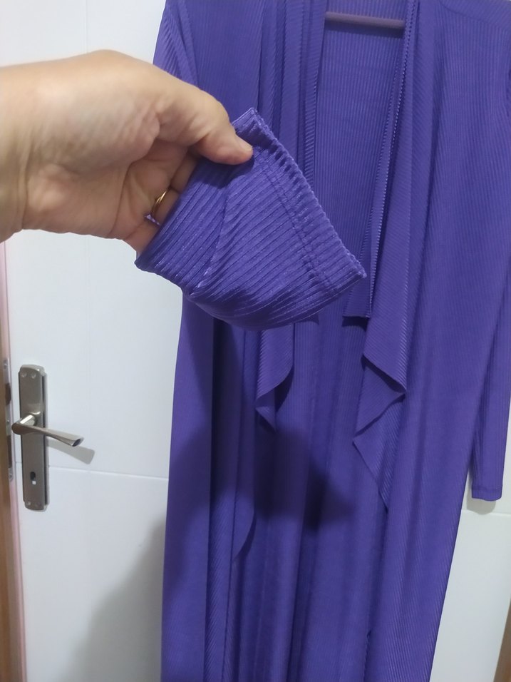 Mor Kadın Uzun Salaş Hırka - Görsel 3