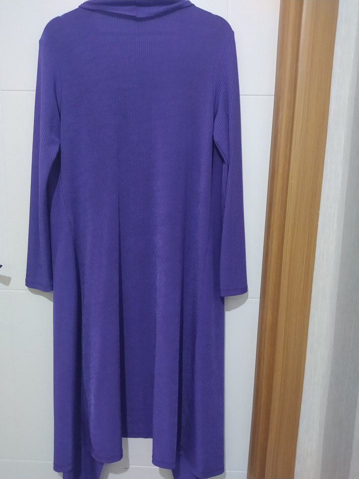 Mor Kadın Uzun Salaş Hırka - Görsel 4