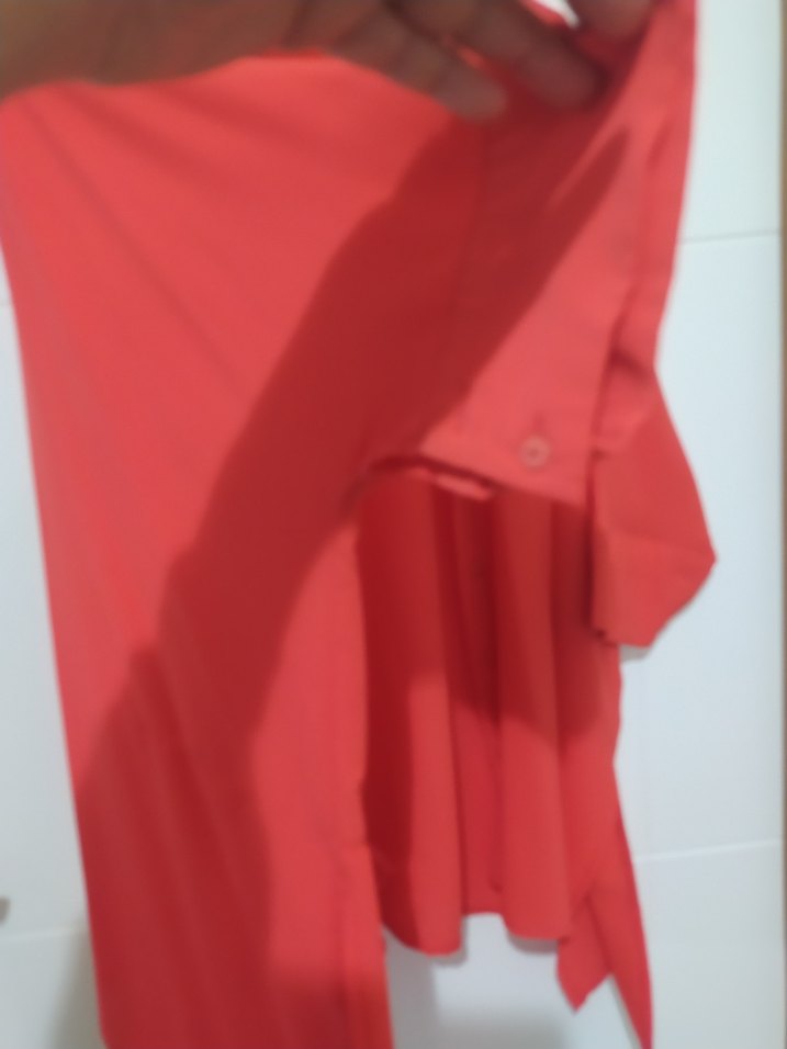 Kırmızı Salaş Midi Kadın Gömlek - Görsel 2