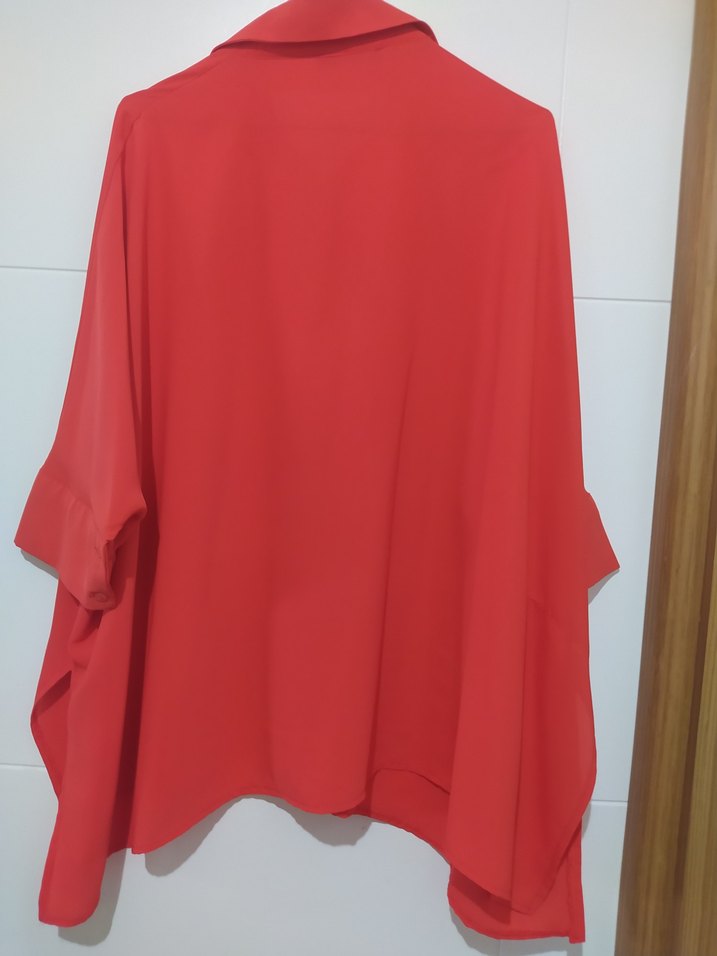 Kırmızı Salaş Midi Kadın Gömlek - Görsel 5