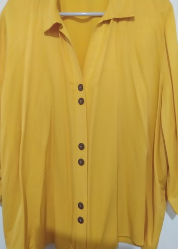 Sarı Düğmeli Kadın Midi Gömlek - Görsel 6