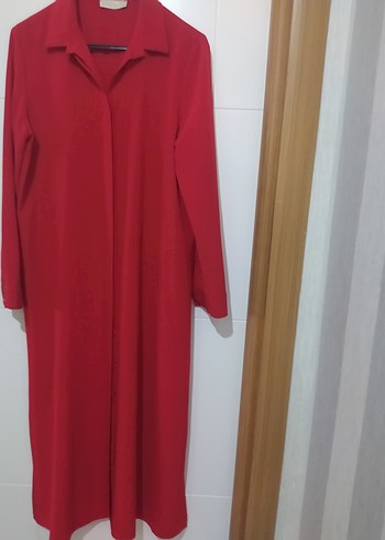 Uzun Kırmızı Kadın Elbise - Görsel 4