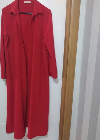 Uzun Kırmızı Kadın Elbise - Görsel 2