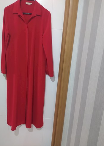 Uzun Kırmızı Kadın Elbise - Görsel 7