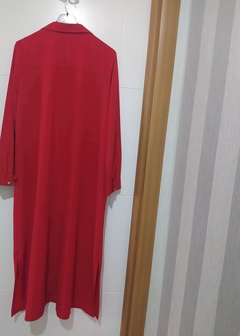 Uzun Kırmızı Kadın Elbise - Görsel 8