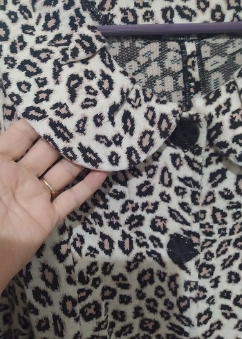 Leopar Desenli Kadın Midi Kaban.ceket - Görsel 7