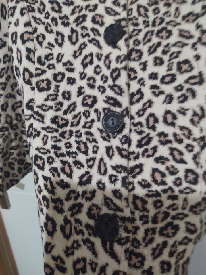 Leopar Desenli Kadın Midi Kaban.ceket - Görsel 3