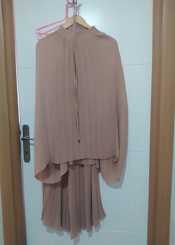 Kadın Bej Piliseli Uzun Kollu Takım - Görsel 9