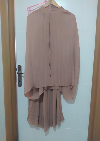 Kadın Bej Piliseli Uzun Kollu Takım - Görsel 8