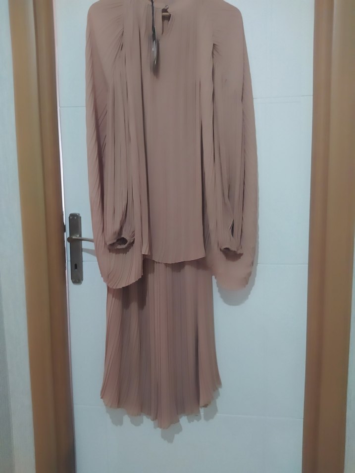 Kadın Bej Piliseli Uzun Kollu Takım - Görsel 4