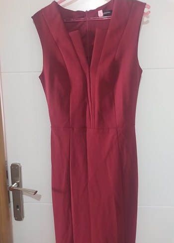 Bordo Kemerli Uzun Abiye Elbise - Görsel 6