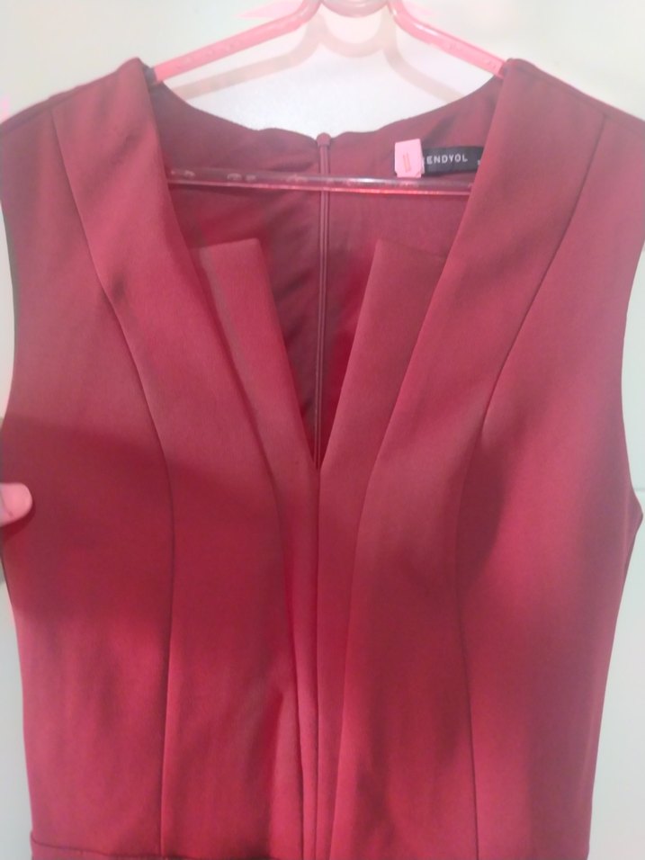 Bordo Kemerli Uzun Abiye Elbise - Görsel 5