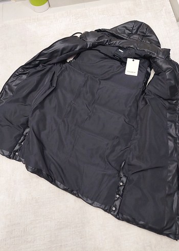 Siyah Kapüşonlu Uzun Kadın Yelek - Görsel 11