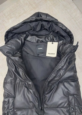 Siyah Kapüşonlu Uzun Kadın Yelek - Görsel 9