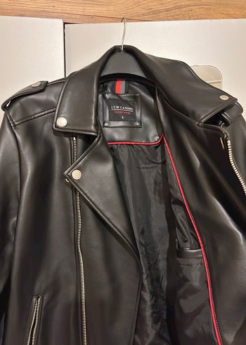 LC Waikiki Siyah Deri Biker Ceket L Beden