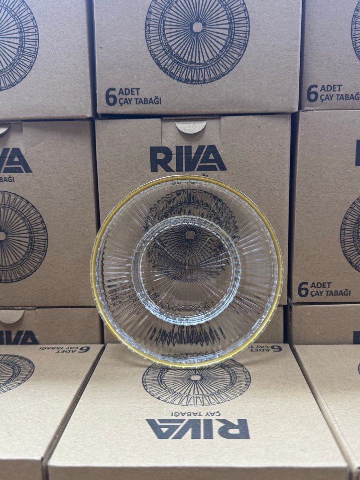 Altın Kenarlı İşlemeli 6'lı Çay Tabağı Seti - Görsel 3