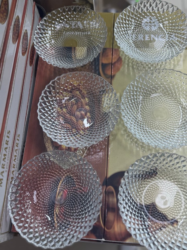 Bej Gri Cam 6'lı Çerezlik Seti - Görsel 4