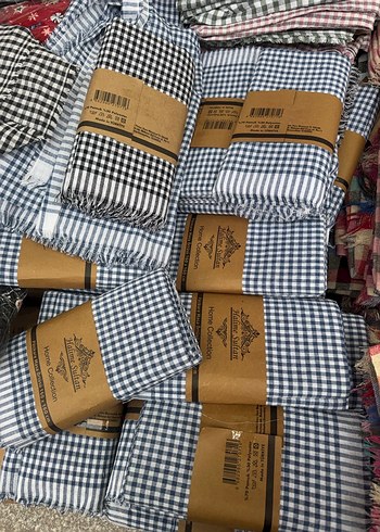 Bohem Kareli Mutfak Masa Örtüsü - Bej Gri - Görsel 3