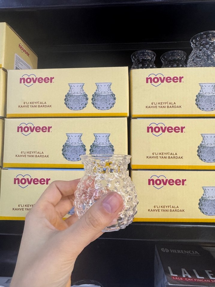 Noveer 6'lı Mavi Baskılı Kahve Yanı Bardak Seti - Görsel 3