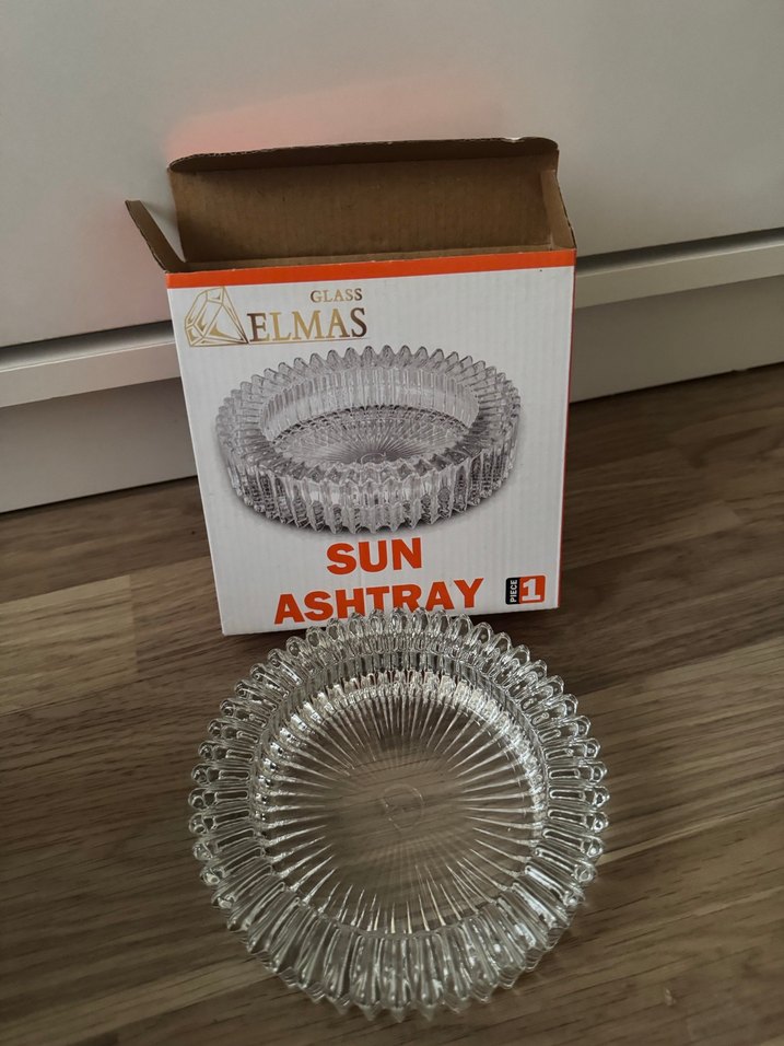 Vintage Parlak Cam Küllük - Görsel 2