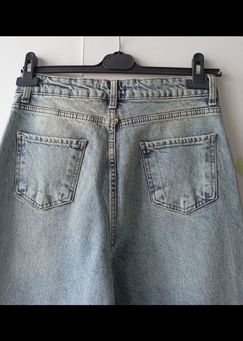 38 Beden gri Renk Gri Pastel Renkli Rahat Kesim Kadın Jean