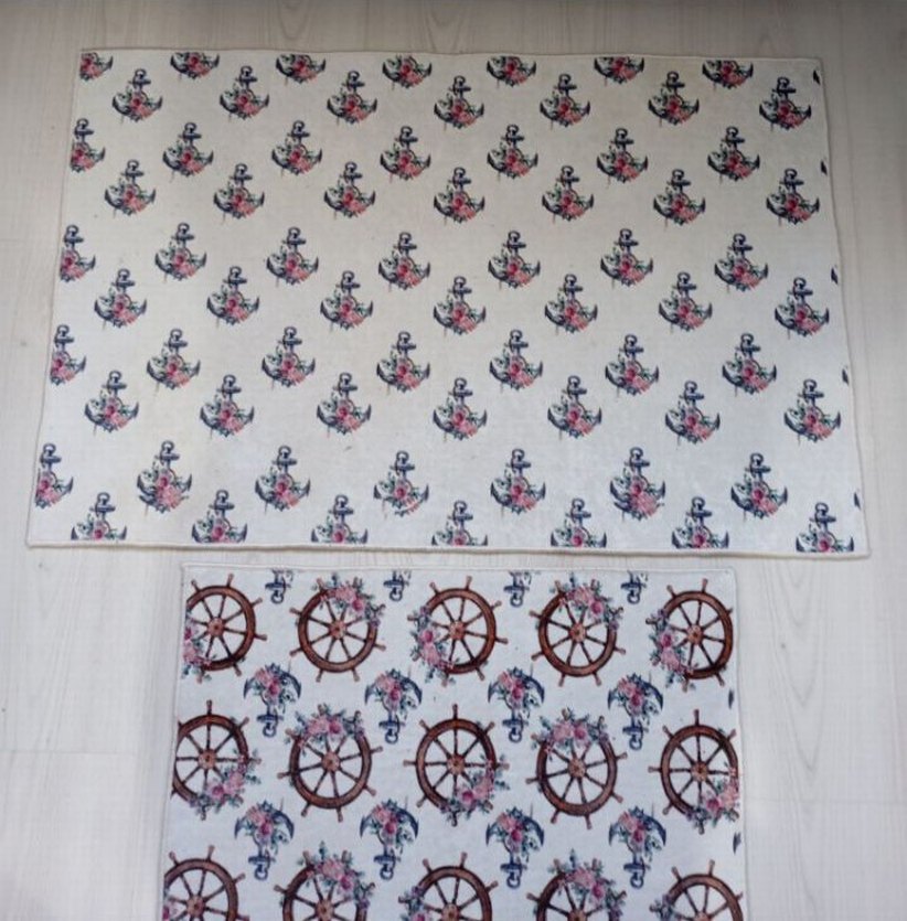 Beyaz Baskılı Banyo Paspası - Görsel 3