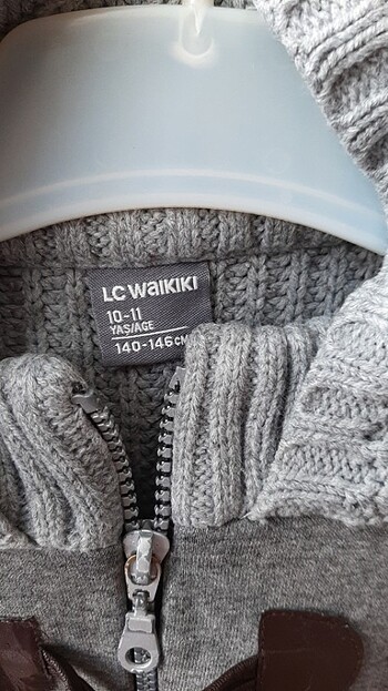 LC Waikiki Kapşonlu fermuarlı örgü hırka 10,11 yaş
