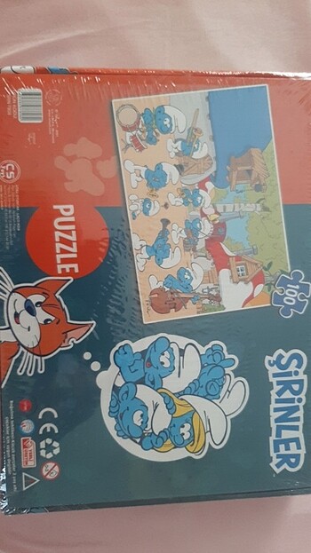 Puzzle şirinler 100 parça ambalajında 
