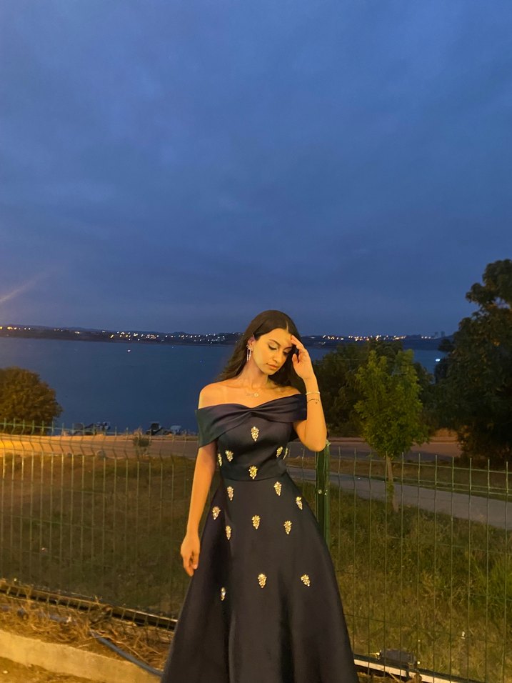 Lacivert Uzun Kadın abiye - Görsel 3