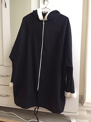 Kürklü Daralan kollu oversize uzun hırka