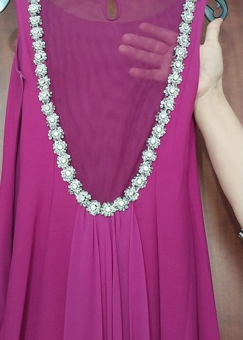 Bordo Drapeli Uzun Abiye Elbise - Görsel 8