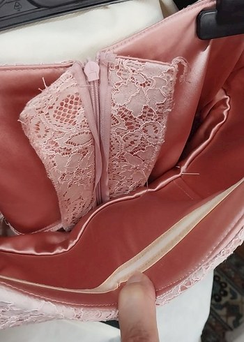 Drapeli Straplez Mini Pembe Gotik Abiye Elbise - Görsel 8